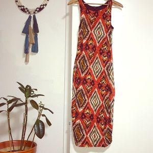 Tribal print midi dress (form fitting)